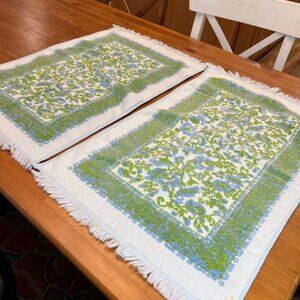 Vintage Utica J.P. Stevens Floral Print 1970's 80's Set Of 2 hand Towels green b